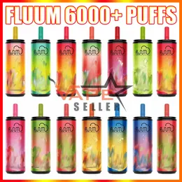 Original Fluum Bar 6000 Puffs Vape Pen E sigaretta usa e getta con batteria ricaricabile da 600 mAh Pod preriempito da 15 ml 0% 2% 3% 5% Kit bobina a rete