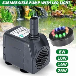 8W10W16W25W Submersible Water Pump med LED -ljus fontänfiskdamm rium tank trädgårdsdekoration y200917