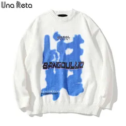 Una Reta Sweater Men New Harajuku Winter Men's Clothing Print Knitted Sweater Pullover Oversized Sweater T220730