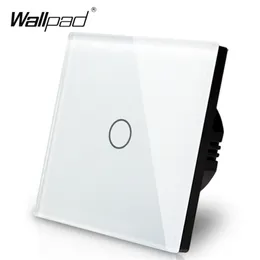 Manufacturer Wallpad EU Standard 1 Gang 2 Way 3 Way Control White Wall Light Touch Screen Switch Glass Panel T200605