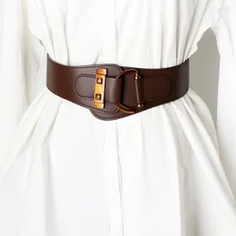 Belts Vintage Wide Cummerbunds For Women Dress Black Cofee Faux Leather Waistbands Lady Stretch Waist Seal Beauty Skirt Corset Gifts