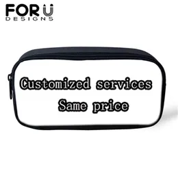 FORUDESIGNS Custom Images or DIY Print Women Cosmetic Makeup Bag Kids School Pen Bags Small Pencil Cases 220704