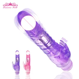 Dildo di gelatina realistico Potente vibratore di coniglio a più velocità Masturbatore femminile Giocattolo sexy Clitoride Giocattoli vibranti per donne grandi