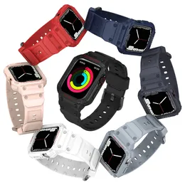 Case for Apple Watch Band 41m 45mm 42mm 40/38 Watch Strap applicable to Iwatch Series 7 6 5 4 SE TPU Protective Cover Silicone Bracelet