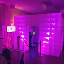 Bärbar selfie Uppblåsbar fotobås med inbyggd fläkt LED-ljus bröllopsfest kabin kubtält till salu