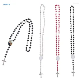 Naszyjniki wiszące katolickie krzyż sublimacja naszyjnik różańca koraliki biżuterii religijne dopasowanie do gromadzenia modlitwy kościelnej