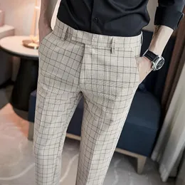 Men's Suits & Blazers 2022Formal Pants Men Trousers British Style Mens Plaid Pant Pantalon Costume Spring Autumn Casual Dress SocialMen's