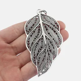 Pendant Necklaces 2pcs Large Hollow Filigree Leaves Charms Leaf Pendants DIY Necklace Jewelry Making Finding 95x46mm