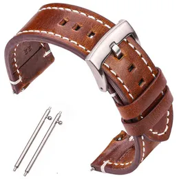 Cinturino in vera pelle manuale da uomo spesso 7 colori 18mm 20mm 22mm 24mm cinturini con fibbia in acciaio inossidabile Accessori G220420