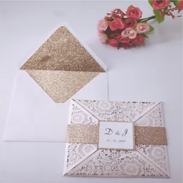 بطاقات المعايدة بطاقة دعوة الزفاف بدلة متطورة للليزر مخصص خاص العاج متعدد الألوان حزام فلاش