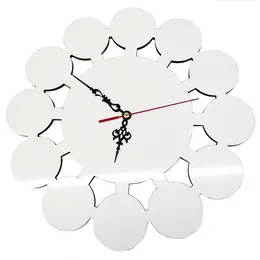 Sublimation Wall Clock Face Blank MDF Wooden Wall Clocks with 12 Circles Round Shape Photo Frame Holder For Home Decoration F0510