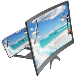 12 14 Inch Mobile Phone Holder 3D Screen Video Magnifier 8/9"Folding Curved Enlarged Smartphone Movie Amplifying Projector Stand Bracket