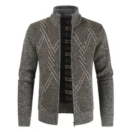 Newizber 2019 Autumn Winter Mens Sweater swobodny stojak grube kardigan mężczyźni moda ciepły sweter płaszcze mężczyzn t200101