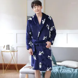 Indumenti da notte da uomo Accappatoio da uomo in flanella Kimono Abito a maniche lunghe Mucca carina Stampa cartone animato Pigiama Abito da uomo Homewear Masculina Accappatoio da uomo