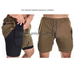 AV Summer Men's Sports Shorts Stort snabbt torkning av dubbelskiktshorts utomhusträning Fitness Pants andningsbara enkel fast färg Casual Short