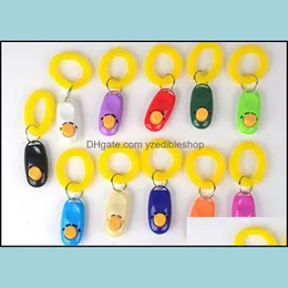 Dog Training Obedience Supplies Pet Home Garden Button Clicker Sound Trainer With Wrist Band Aid Guide Click Tool Dogs 11 Colors 100Pcs Cy