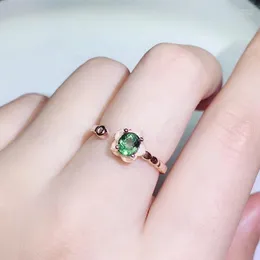 Кластерные кольца на ювелирные украшения естественное настоящее зеленое кольцо для цветочного кольца 0,45CT Gemstone 925 Серебряное серебро Q2041618 RITA22