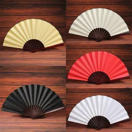 Silk White Chinese Folding Fans Decor Hand Fan Wood Bamboo Diy Craft Målning Bröllop Favors Party Decoration Pocket Gifts Home Decor 20220510 D3