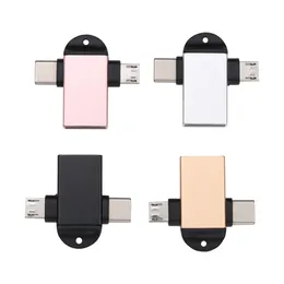 Алюминиевый сплав 2 в 1 OTG -адаптер USB 3.0 Женский до микро -USB типа C -разъем мужского пола на конвертере GO для Xiaomi Samsung