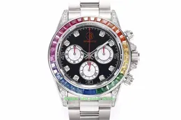 Super Factory Mens Watch Cal.4130 Ruch Chronograph Watches 40 mm Kosmograf 116599 Rbow Diamond Gem Beze Sapphire Mechaniczne automatyczne zegarki na rękę mężczyzn