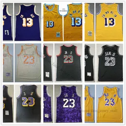 Эд #13 баскетбольные майки Retro #23 и #32 высшее качество 1971-72 1991-92 Черно-желтый фиолетовый белый город Джерси