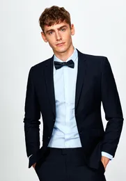 Men's Suits & Blazers 2022 Custom Made Navy Blue Men Suit Slim Fit Groom Tuxedos Tailor Dark Wedding For 2 Pieces