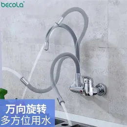 BECOLA 360 Rotation Faucet Chrome Cold and hot Water Power Swivel Kitchen Sink Mixer Tap Single Handle BR-9108 T200423