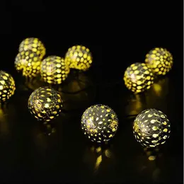 Strings 3.3M 10LEDs Solar Power LED String Light Morocco Ball Iron Bulb Lights Outdoor Christmas Holiday Party Decorative LampsLED