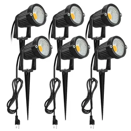 Faretti a LED per paesaggi Lampade da giardino per esterni 5W 120V LED Illuminazione per paesaggi con spina 3000K Paletto in metallo IP65 Impermeabile per giardino da giardino