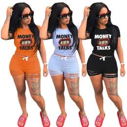 Womens 2 Piece Set T Shirt Tracksuit Designer 2023 Summer Printed Short Sleeve Shorts Outfits Casual Jogging Suits Burnt Flower Suit