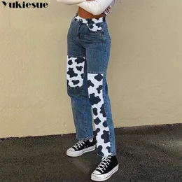 Womens jeans woman high waist Pants pants for women cow printed Jeans bananas Jean undefined Woman trousers 210608