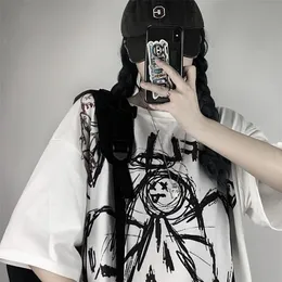 Gothic Vintage Preppy T Shirt Kobiety Odzież Koszulka Ubrania Streetwear Harajuku High Street Tops Lato Tshirt 220402
