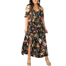 2022 women summer boho floral slip plus size dress New Bohemian floral suspender dresses women's large