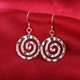 Dangle & Chandelier High Quality 925 Stamp Silver Spiral Circle Earrings For Temperament Women All-match Party Wedding Jewelry Christmas Gif