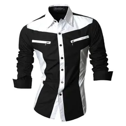 jeansian Spring Autumn Features Shirts Men Casual Shirt Long Sleeve Slim Fit Male Shirts Zipper Decoration (No Pockets) Z018 220401