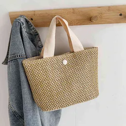 Shopping Bags Summer Straw Women Weave Handle Fashion Rattan Kintted Beach Seaside Vacation Ladies Small Daily Pouch femme 220318