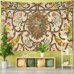 Tapestries High-end Khaki Background Pattern Wall Hanging Indoor Home Tapestry Retro Series DecorTapestries