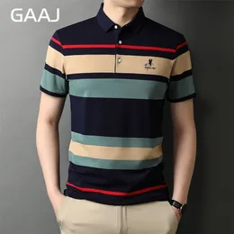 GAAJ Brand 95% Cotton Mens Polo Shirt Short Sleeve Vintage Stripes Tops High Quality Clothing Collar T shirt Polos Shirts Men 220704