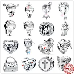 925 Sterling Silver Dangle Charm Girl Boy Teenager Charm Bead Pendant Bead Fit Pandora Charms Bracelet DIY Jewelry Accessories