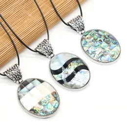 Pendant Necklaces Natural Shell Alloy Egg Necklace For Jewelry MakingDIY Accessories Rope Chain Charm Wedding Gift Party 42x75mmPendant