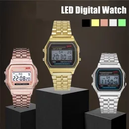 Нарученные часы, женщины, которые мужчины смотрят золотые серебряные винтажные светодиоды цифровой спорт, военный электронный подарок, подарка мужского подарка A ++