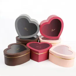 Presentförpackning 50% 2 st/set Creative Flower Box Heart Shaped Stamping Paper Florist Packaging Rose Fall för årsdagen PartyGift