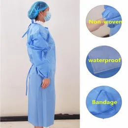 Stock 1pc 12 HOURS SHIP Apron Non-woven Protection Gown 2 Colors Unisex Disposable Protective Clothing Dustproof Gown Kitchen Apron fy4001