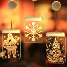 Decorações de Natal Decoração de criatividade Luzes USB Bateria LED Sinos de elk String 3D Board de acrílico pendurado Lightschristmas DecoraçõesChri