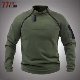 Męskie bluzy z kapturem bluzy Outdoor kurtka taktyczna mężczyźni wojskowe ubrania myśliwskie ciepłe zamki pulower polarowy męskie jednokolorowe wiatroodporne