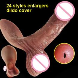 24 stilar manlig penis täcker realistisk dildo kuk pump fallos förlängningsförstoring kuk växande utlösning orgasm sexiga leksaker för människan