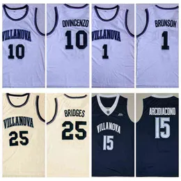 Mens Villanova Wildcats College Basketball Jerseys Vintage 15 Ryan ArcidiaCono 1 Jalen Brunson 10 Donte Divincenzo 25 Mikal Bridges Shirts S S