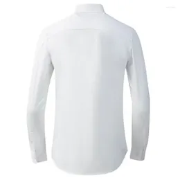 Herrklänningskjortor långärmad pärlor män avslappnad smal enstaka tops vår höst vit affär formell man 38-48men's vere22