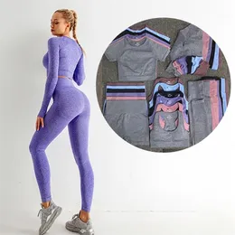 Seamless Yoga Set Woman Sportwear Gym Workout Clothes for Women 2pcs Sport Outfits Suits Fitness Clothing Push Up Leggings 220330