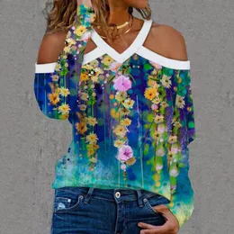 T-shirt feminina Bohemian feminino Halter Halter Moda 3D Impressão floral digital camisetas da moda Base Strapless Tops